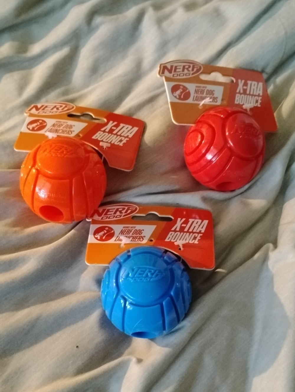 Nerf X-Tra Bounce Dog Balls - Red Orange Blue